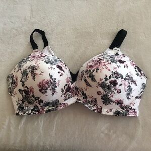 Torrid Black and White Full-Coverage Bra with Adjustable Straps